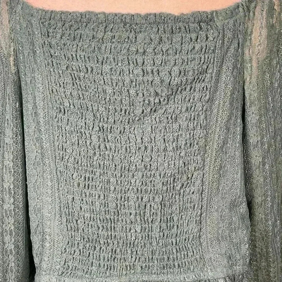 LC Lauren Conrad Puff Sleeve Lace Peplum Blouse NWOT Size XXL Huxley Blue - Picture 6 of 14